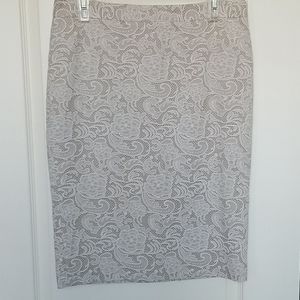 Stone Mix Lace Overlay Pencil Skirt